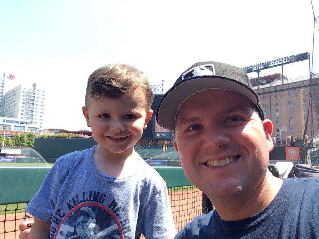 Nolan Breen and Shaun Breen in the Baltimore Orioles Dugout